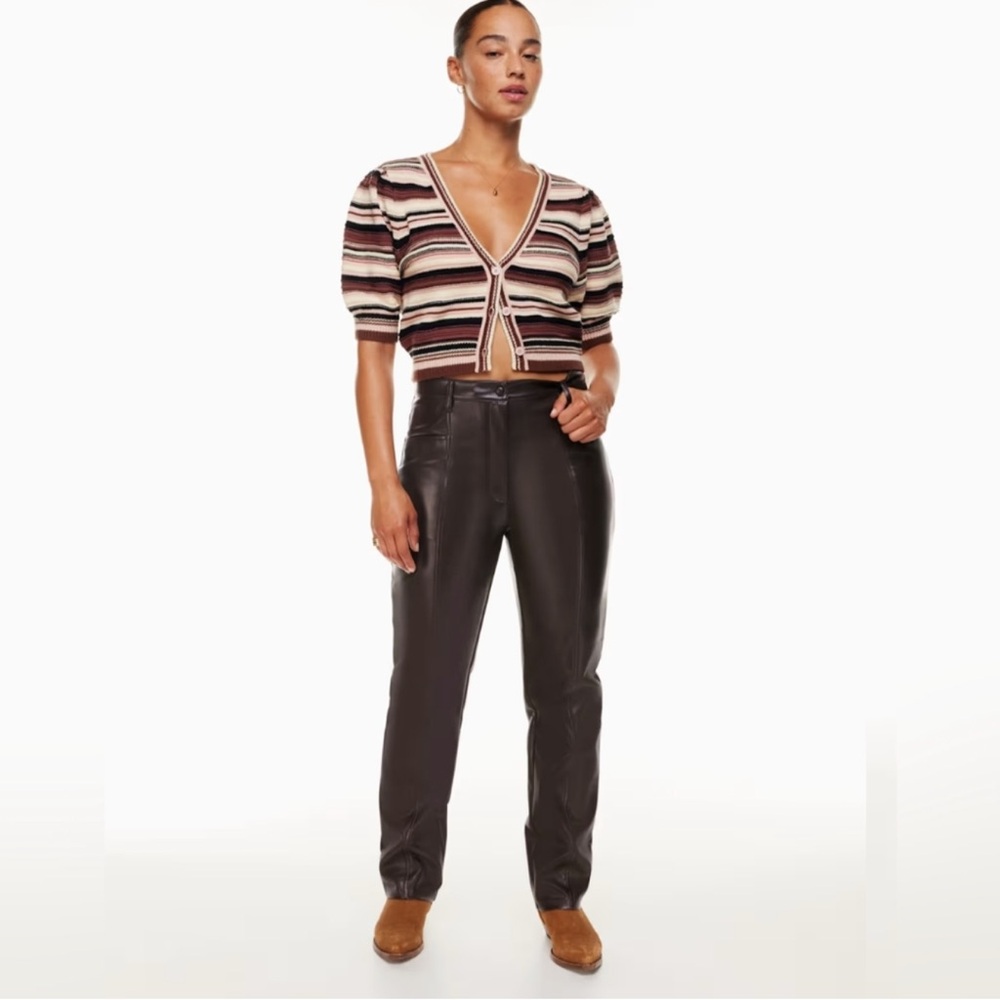 Aritzia Rebel Vegan Leather Pant Rich Mocha Brown 4 **worn once**